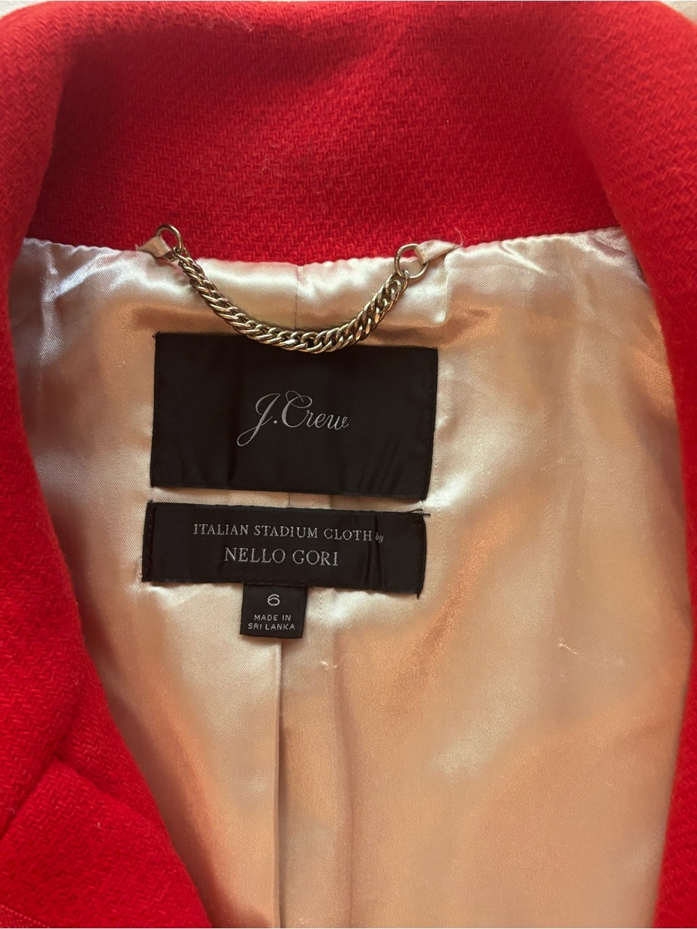 J. Crew Red Wool Coat with Satin Lining